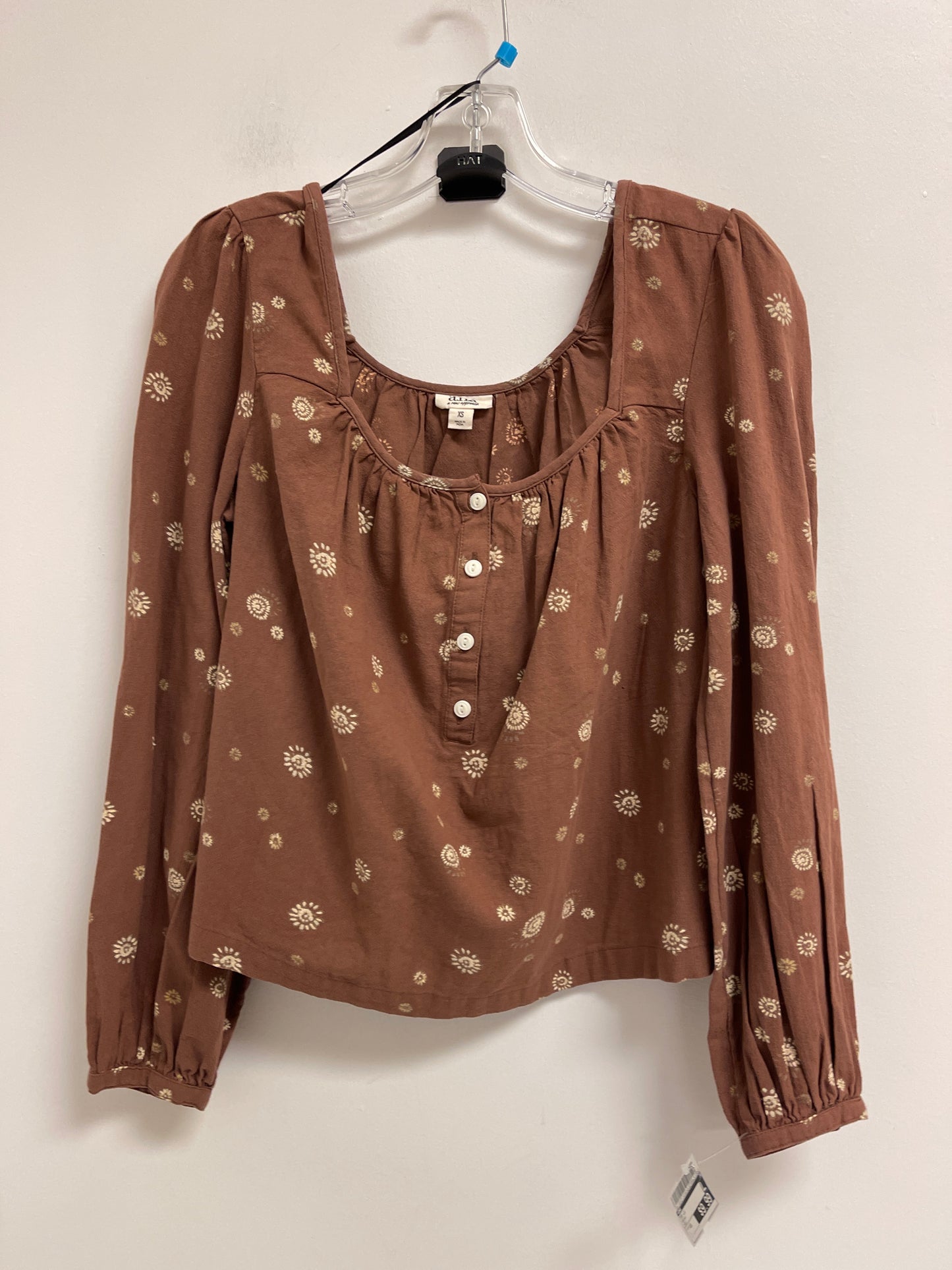 Top Long Sleeve By Ana In Brown, Size: Xs