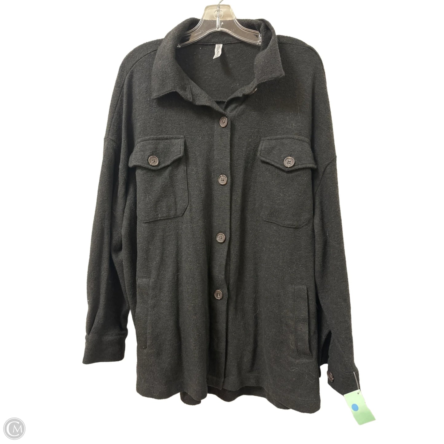 Jacket Shirt By Zenana Outfitters In Black, Size: 1x