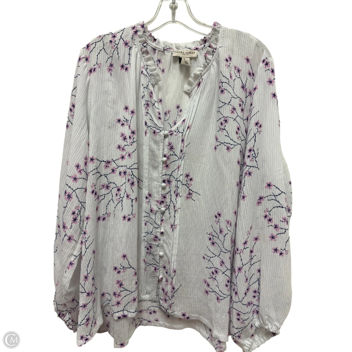 Top Long Sleeve By Laura Ashley In Floral Print, Size: 2x