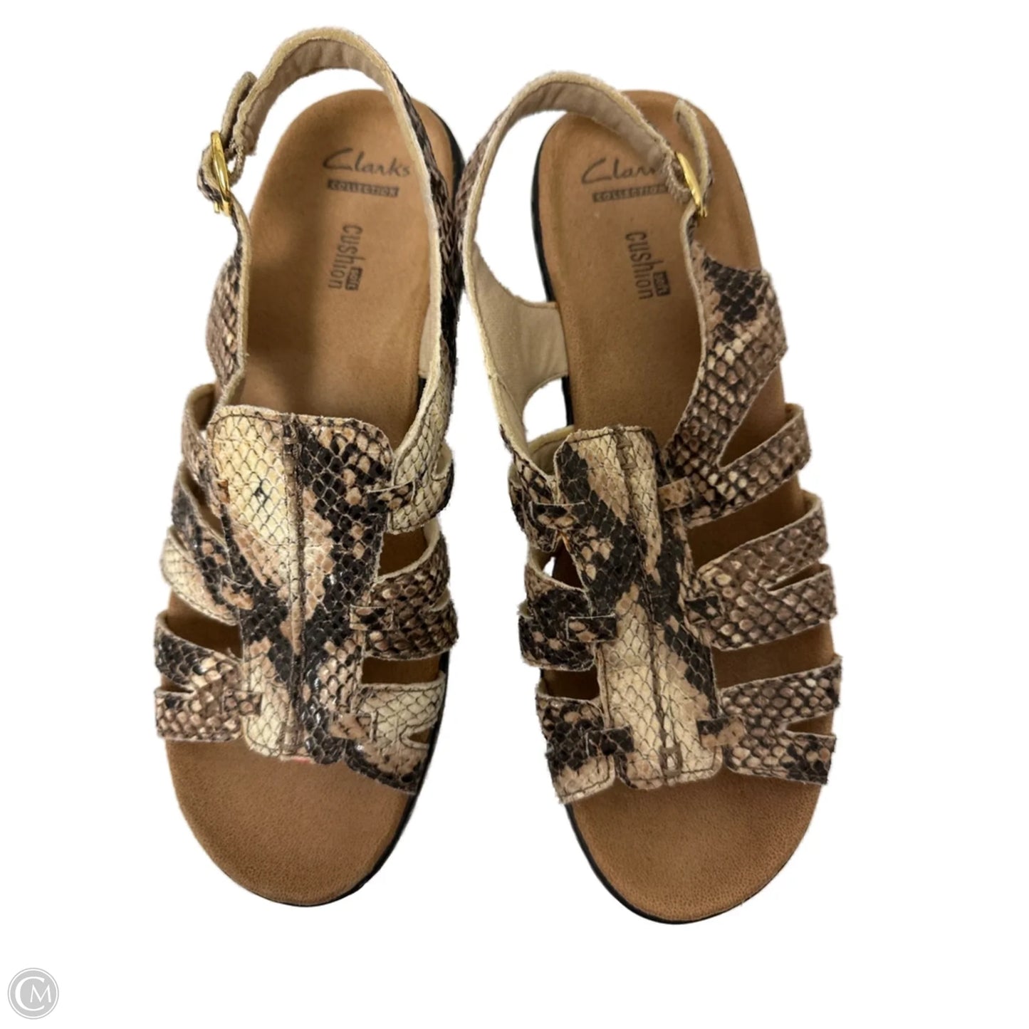 Sandals Flats By Clarks In Snakeskin Print, Size: 8