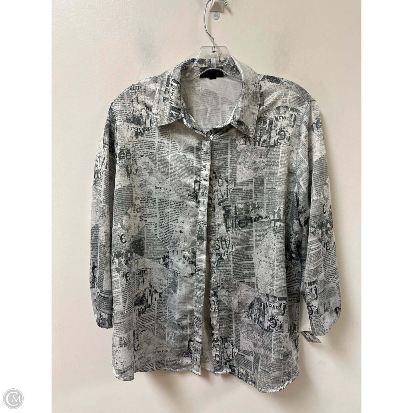 Blouse Long Sleeve By Clothes Mentor In Black & White, Size: L