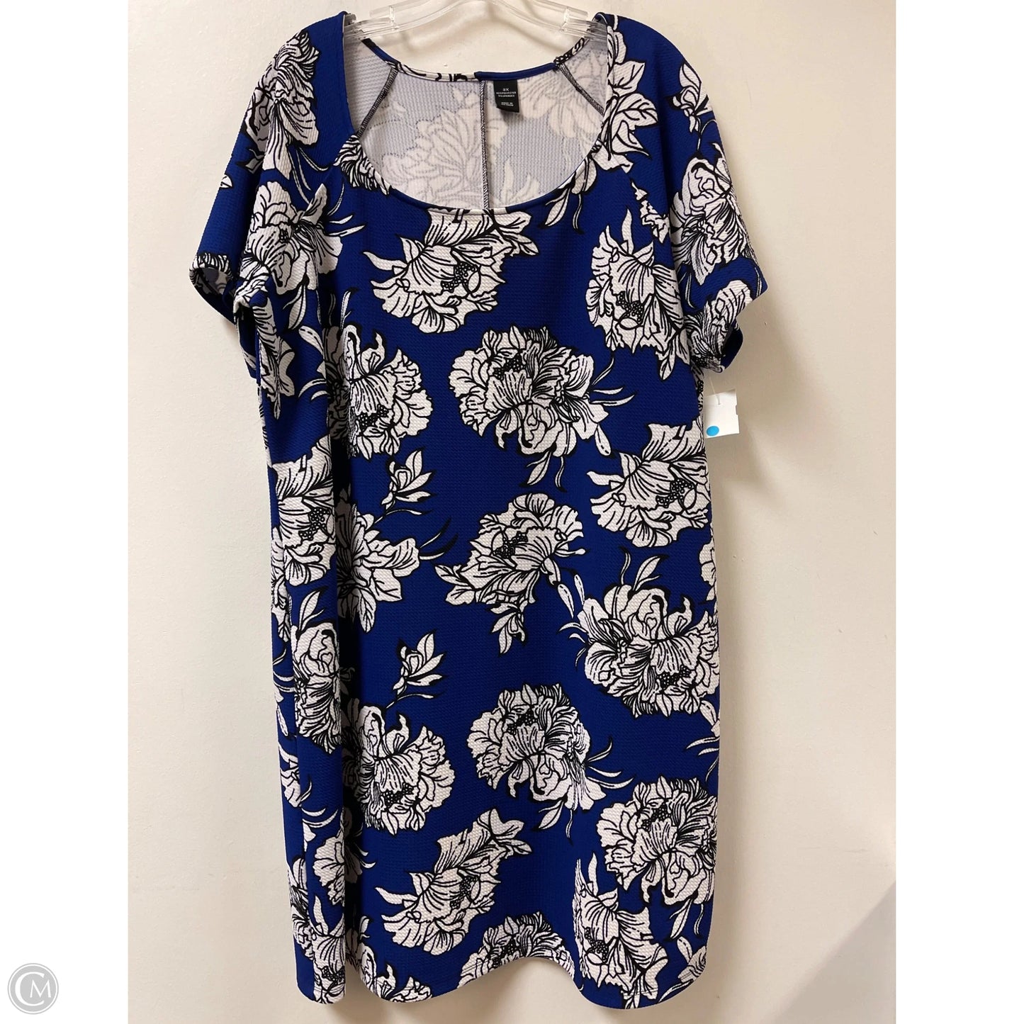 Dress Casual Midi By Clothes Mentor In Blue & White, Size: 3x