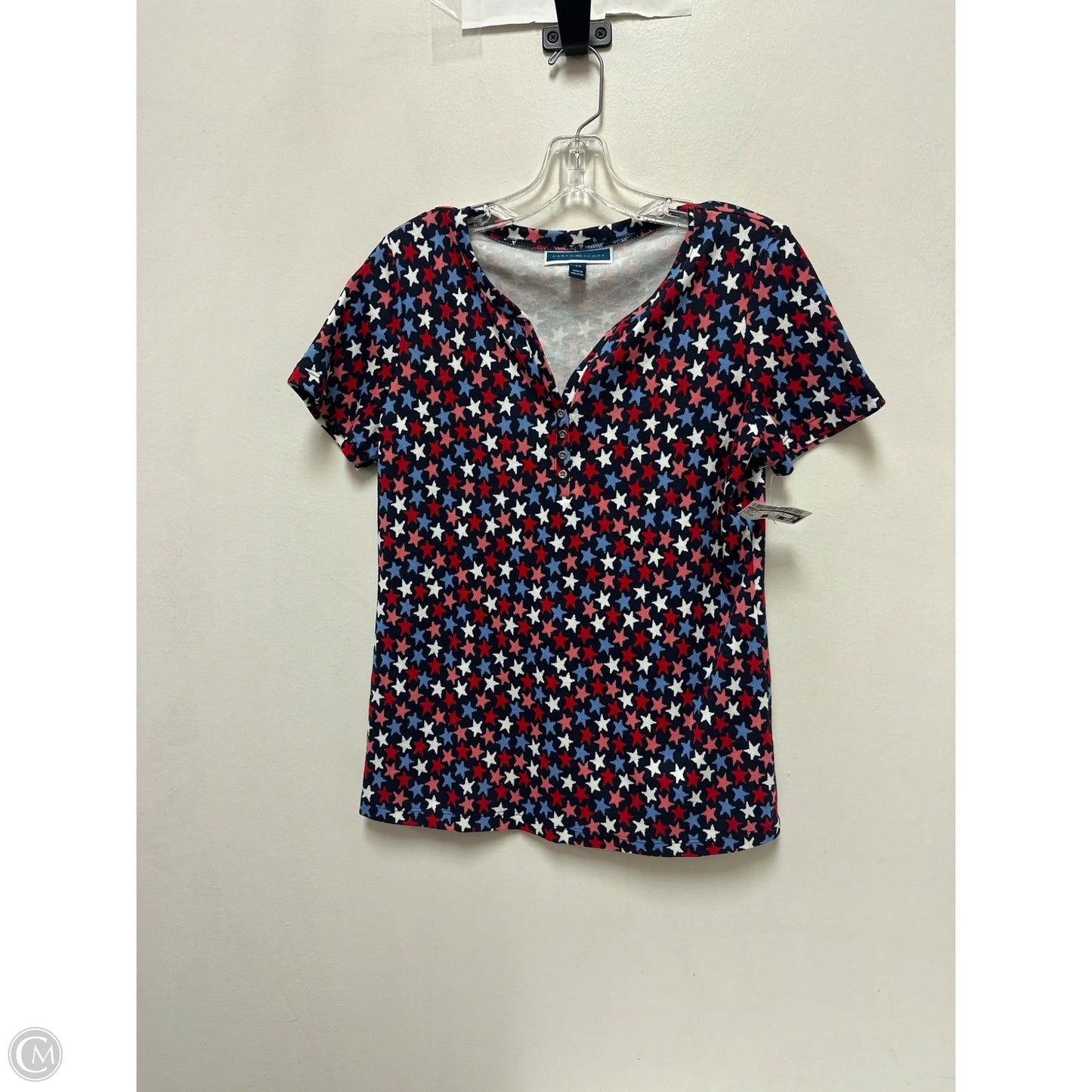 Top Short Sleeve By Karen Scott In Blue & Red & White, Size: Xs