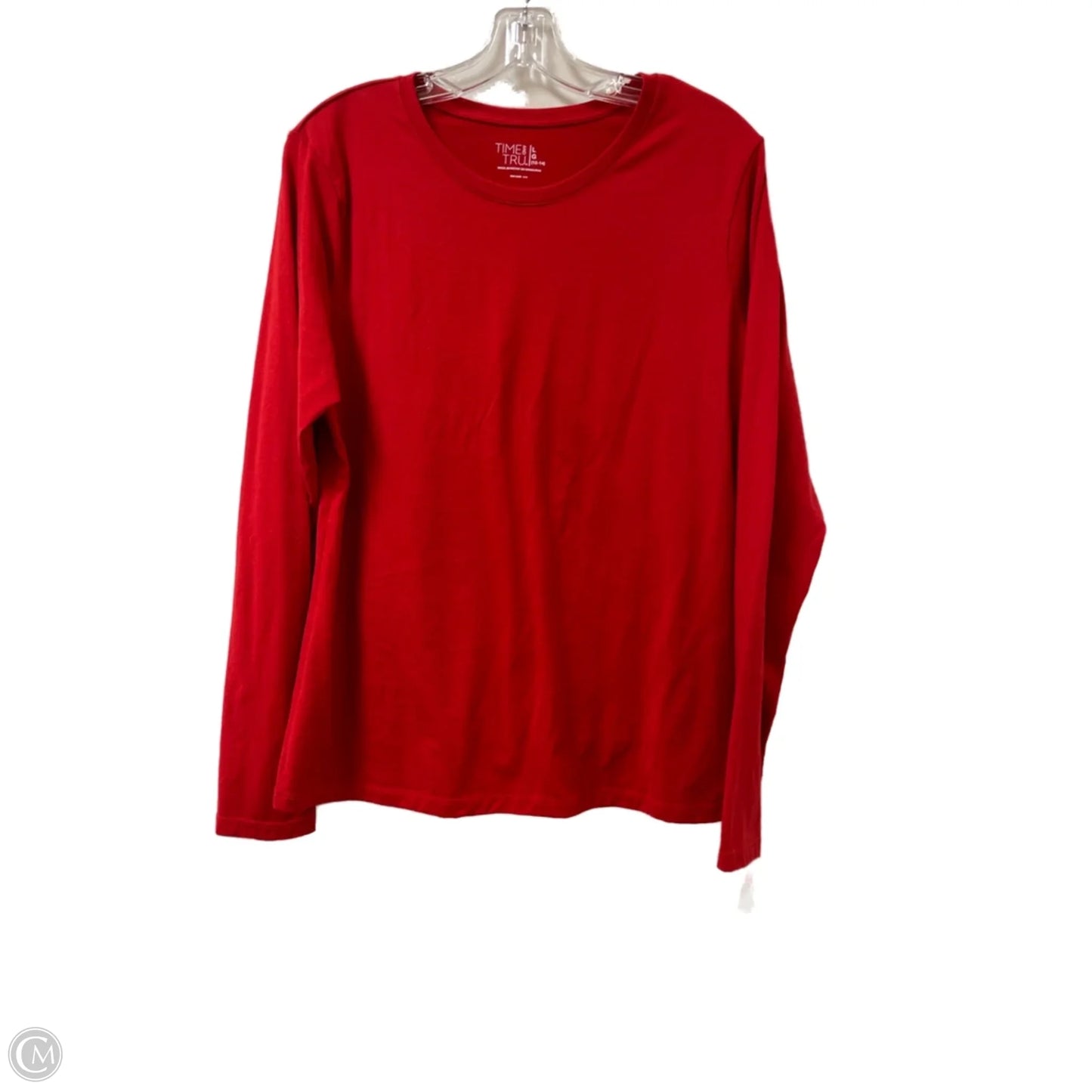 Top Long Sleeve Basic By Time And Tru In Red, Size: L