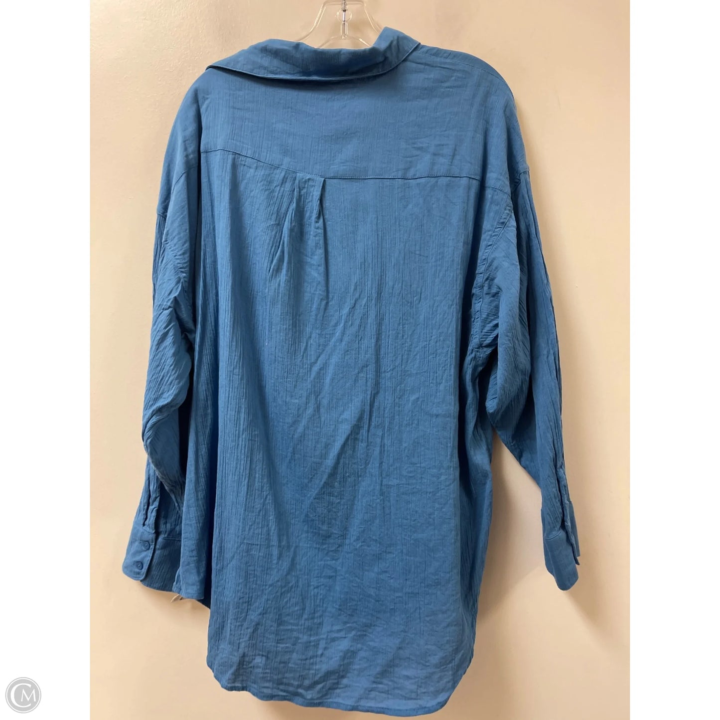 Blouse Long Sleeve By Z Supply In Blue & Brown, Size: M