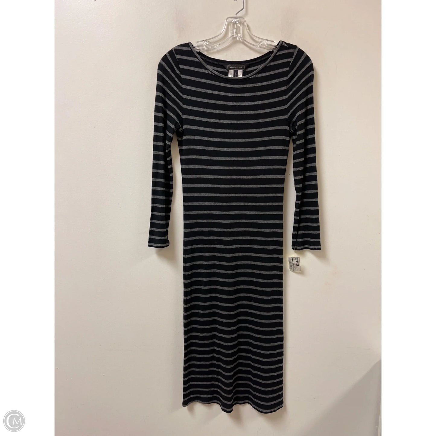 Dress Casual Midi By Bcbgmaxazria In Striped Pattern, Size: L