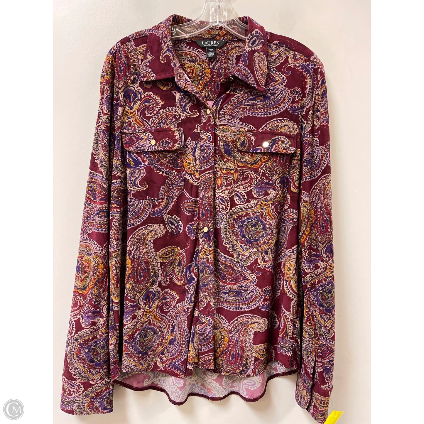 Blouse Long Sleeve By Ralph Lauren In Maroon, Size: Xl