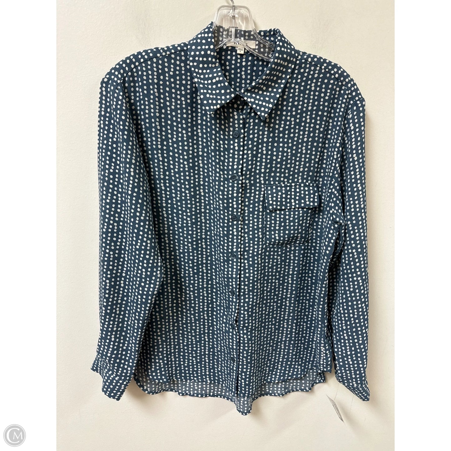 Blouse Long Sleeve By Pleione In Polkadot Pattern, Size: S