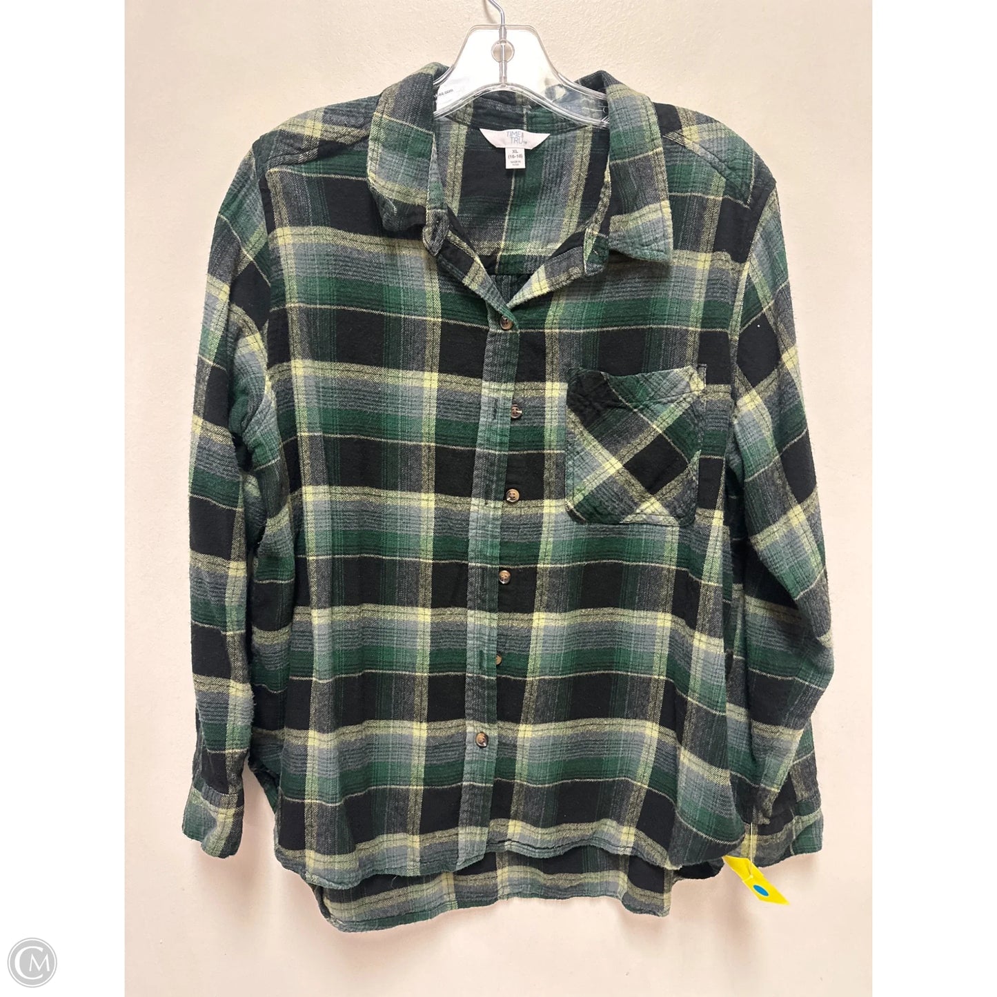 Blouse Long Sleeve By Time And Tru In Green, Size: Xl