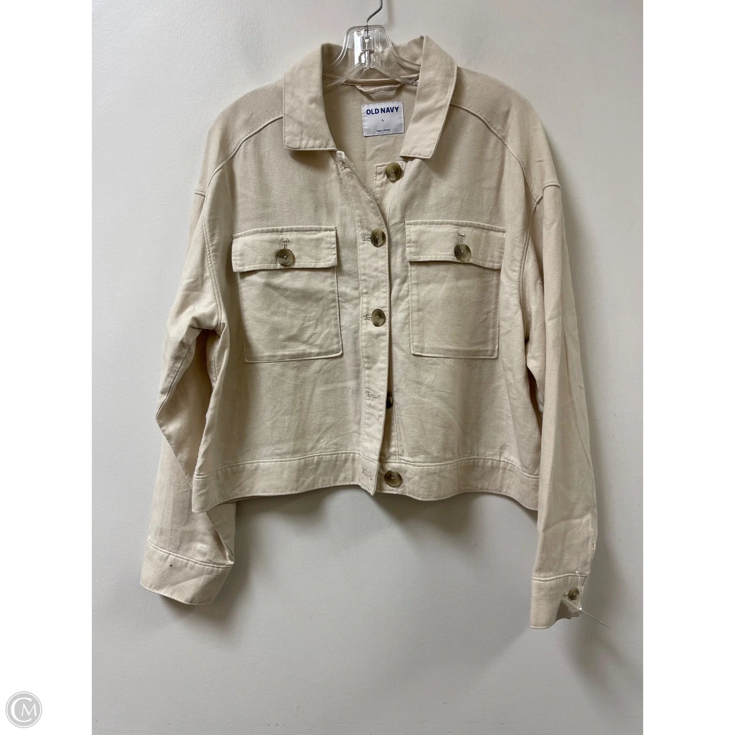 Jacket Moto By Old Navy In Cream, Size: L