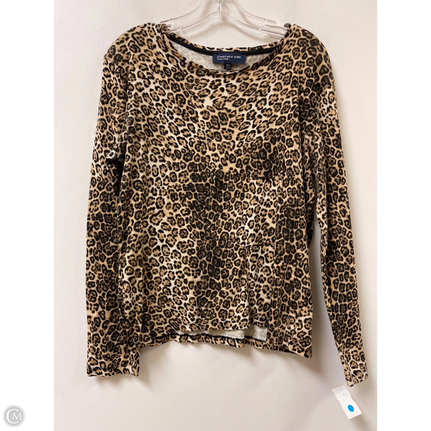Top Long Sleeve By Jones New York In Leopard Print, Size: Xl