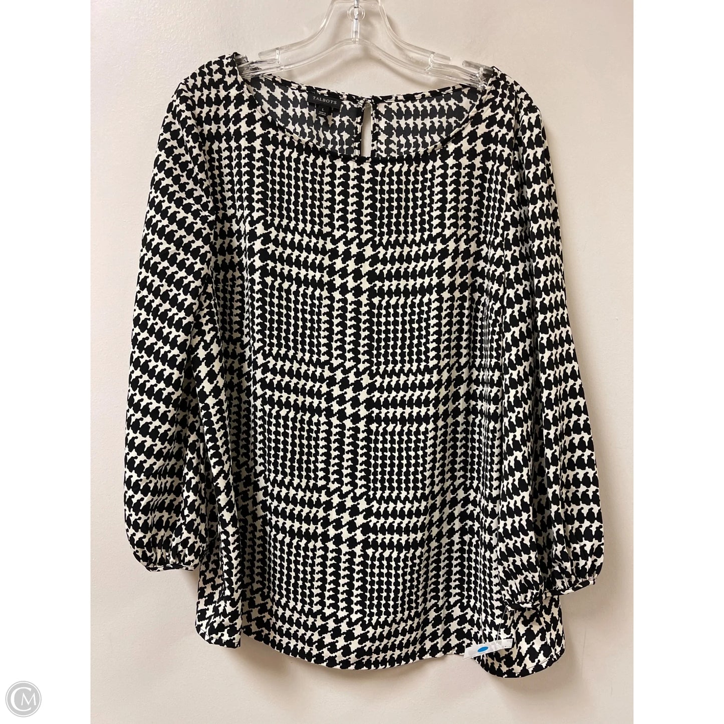 Top Long Sleeve By Talbots In Black & White, Size: L