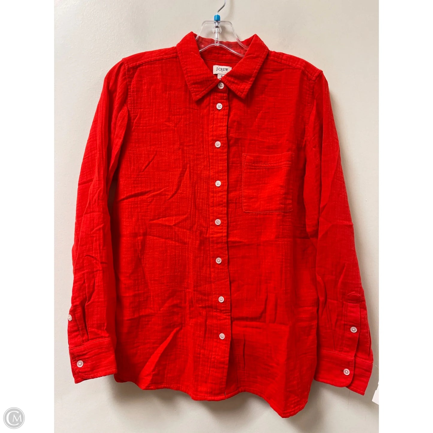 Blouse Long Sleeve By J. Crew In Red, Size: S