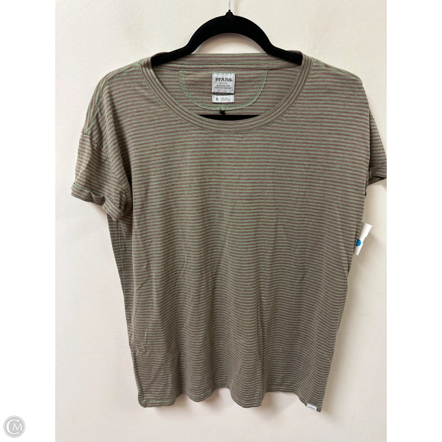 Top Short Sleeve By Prana In Striped Pattern, Size: M