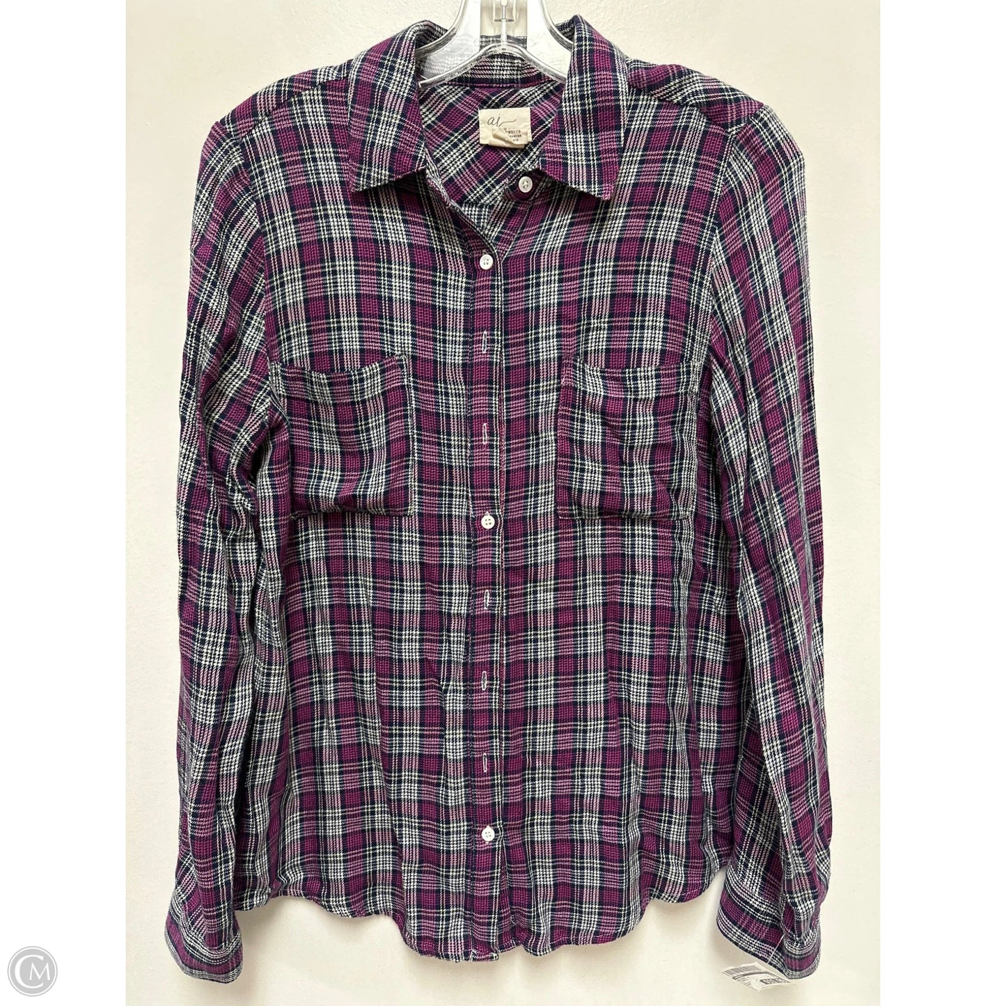 Blouse Long Sleeve By Andrea In Purple, Size: S