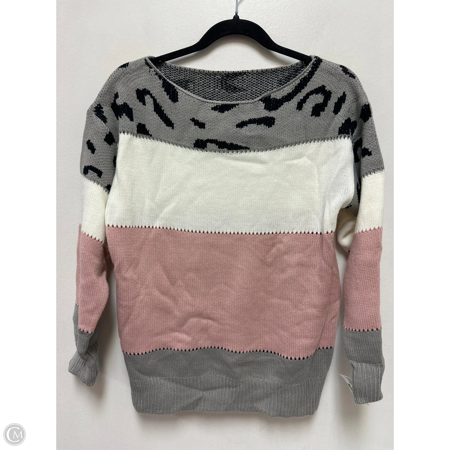 Sweater By Clothes Mentor In Grey & Pink, Size: M
