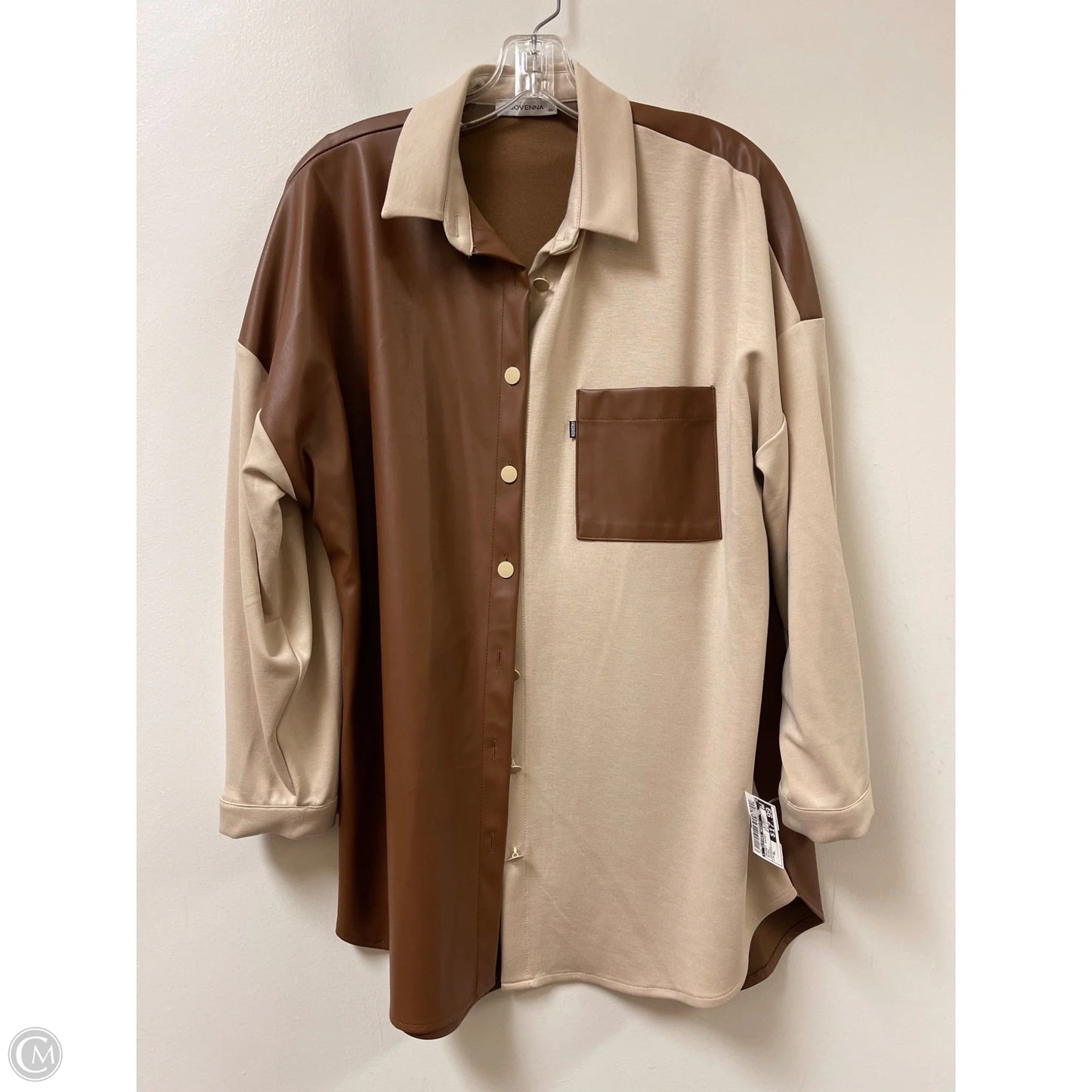 Jacket Shirt By Clothes Mentor In Brown, Size: Xl