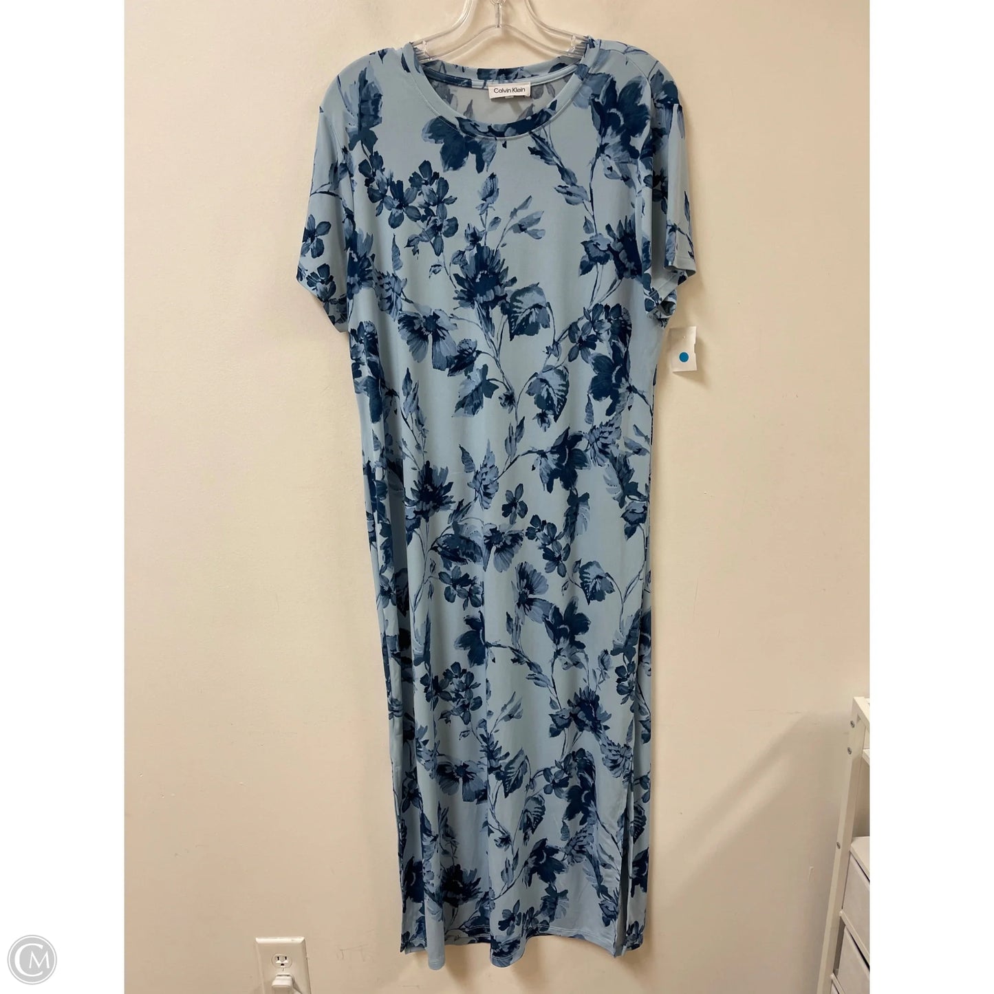 Dress Casual Maxi By Calvin Klein In Blue & Brown, Size: Xl