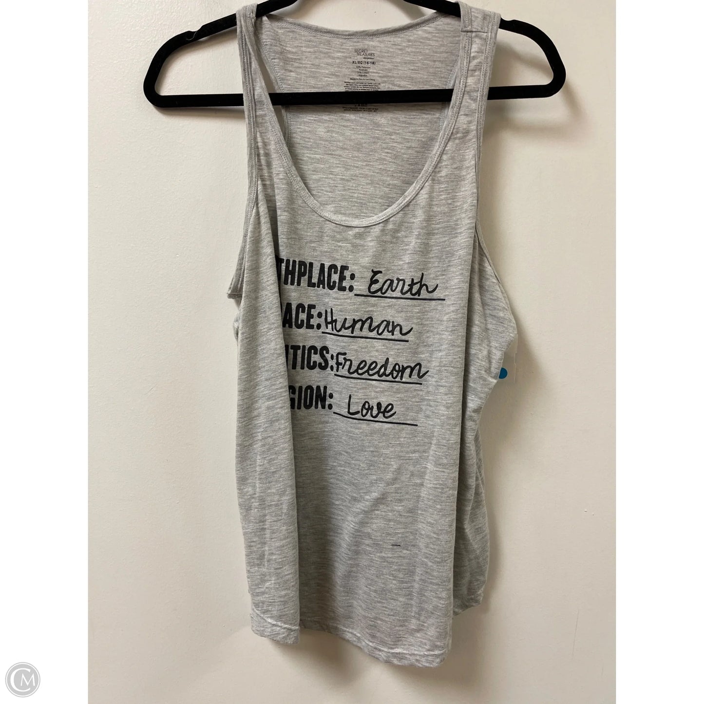 Tank Top By Secret Treasures In Grey, Size: Xl