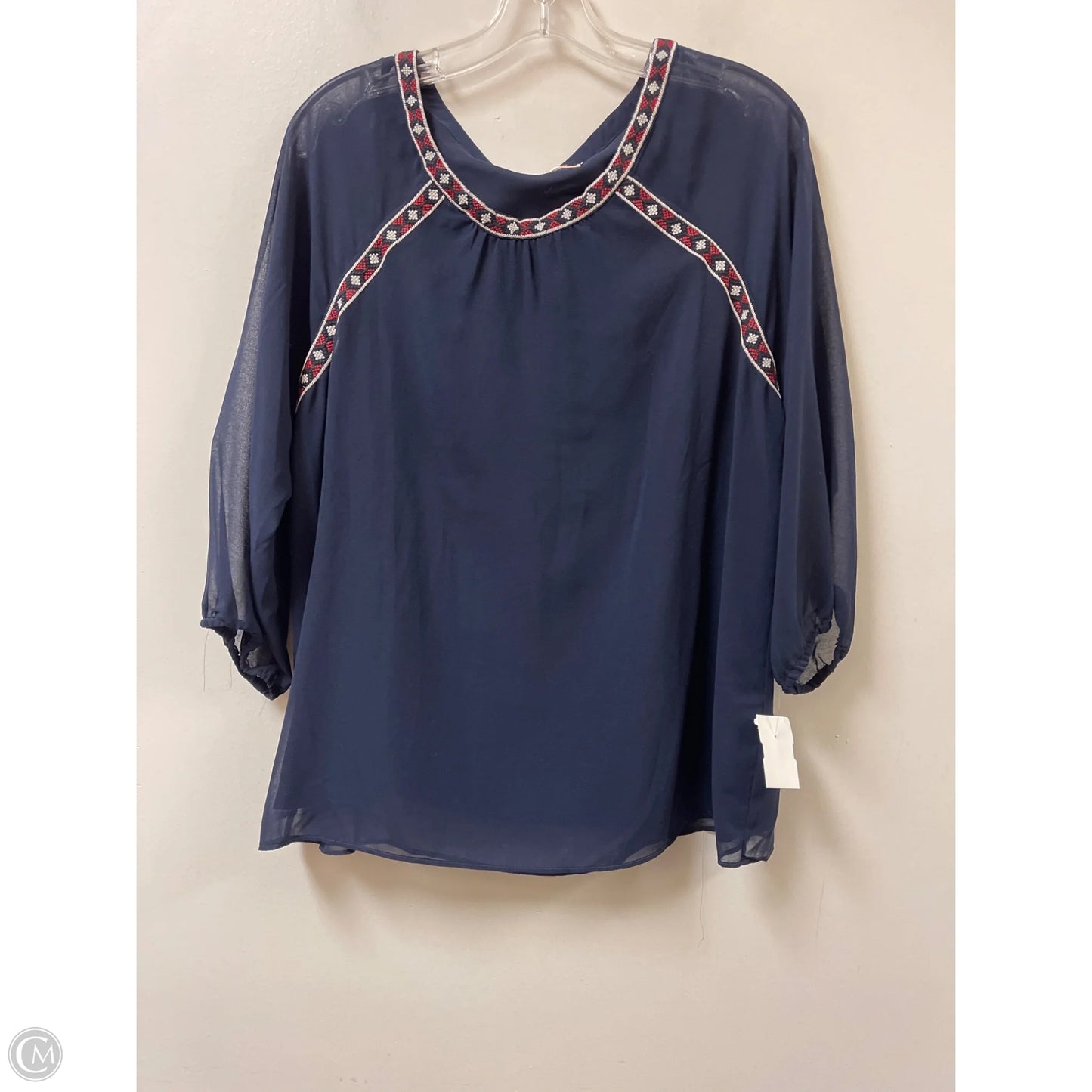 Top Long Sleeve By Skies Are Blue In Navy, Size: L