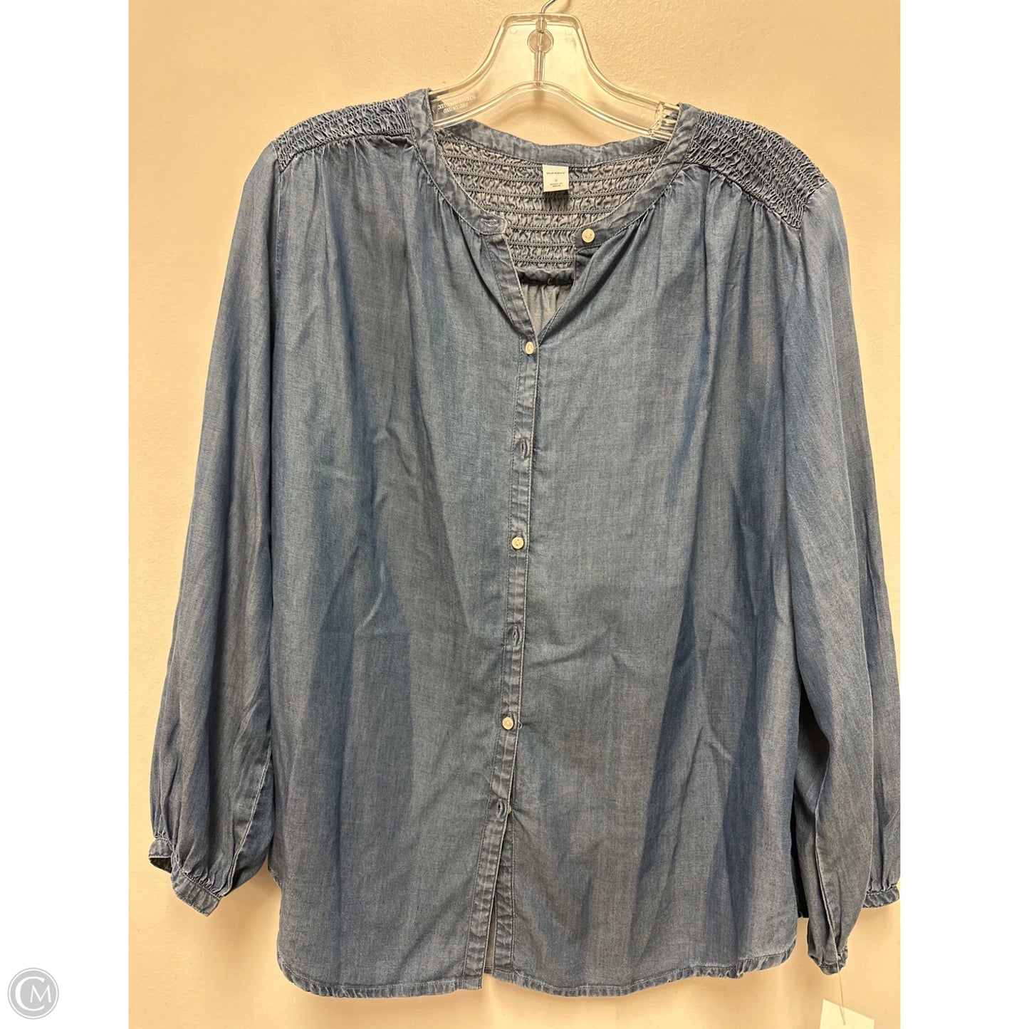 Blouse Long Sleeve By Old Navy In Blue Denim, Size: S