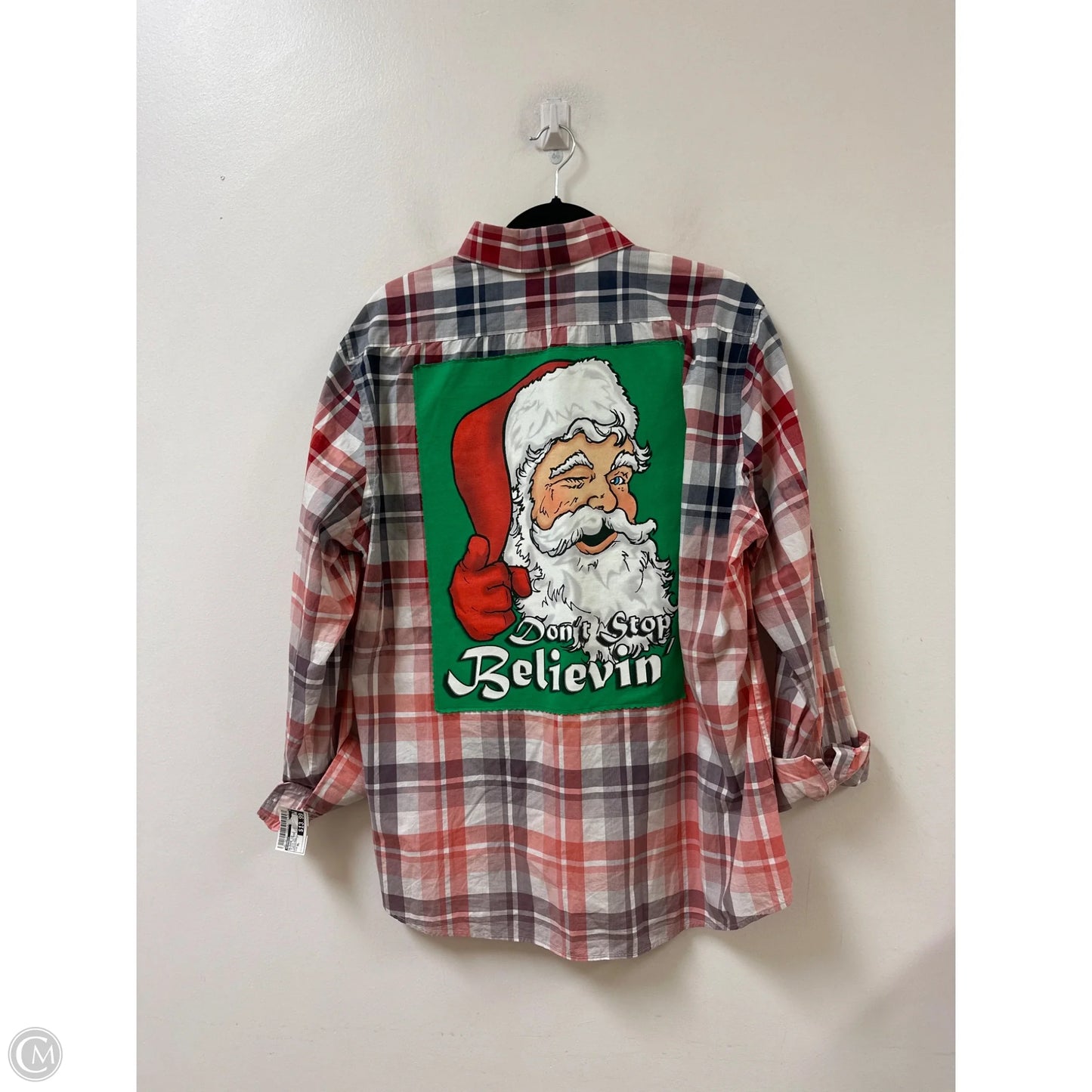 Blouse Long Sleeve By Express In Plaid Pattern, Size: Xl