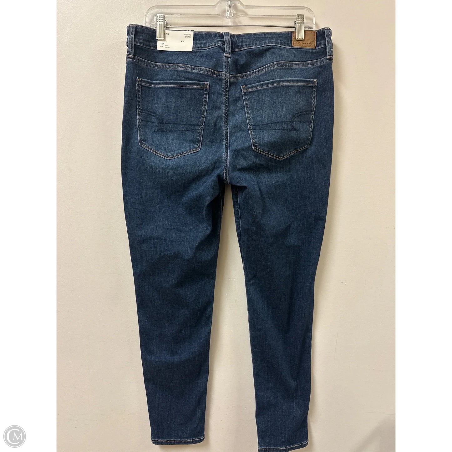 Jeans Skinny By American Eagle In Blue Denim, Size: 12