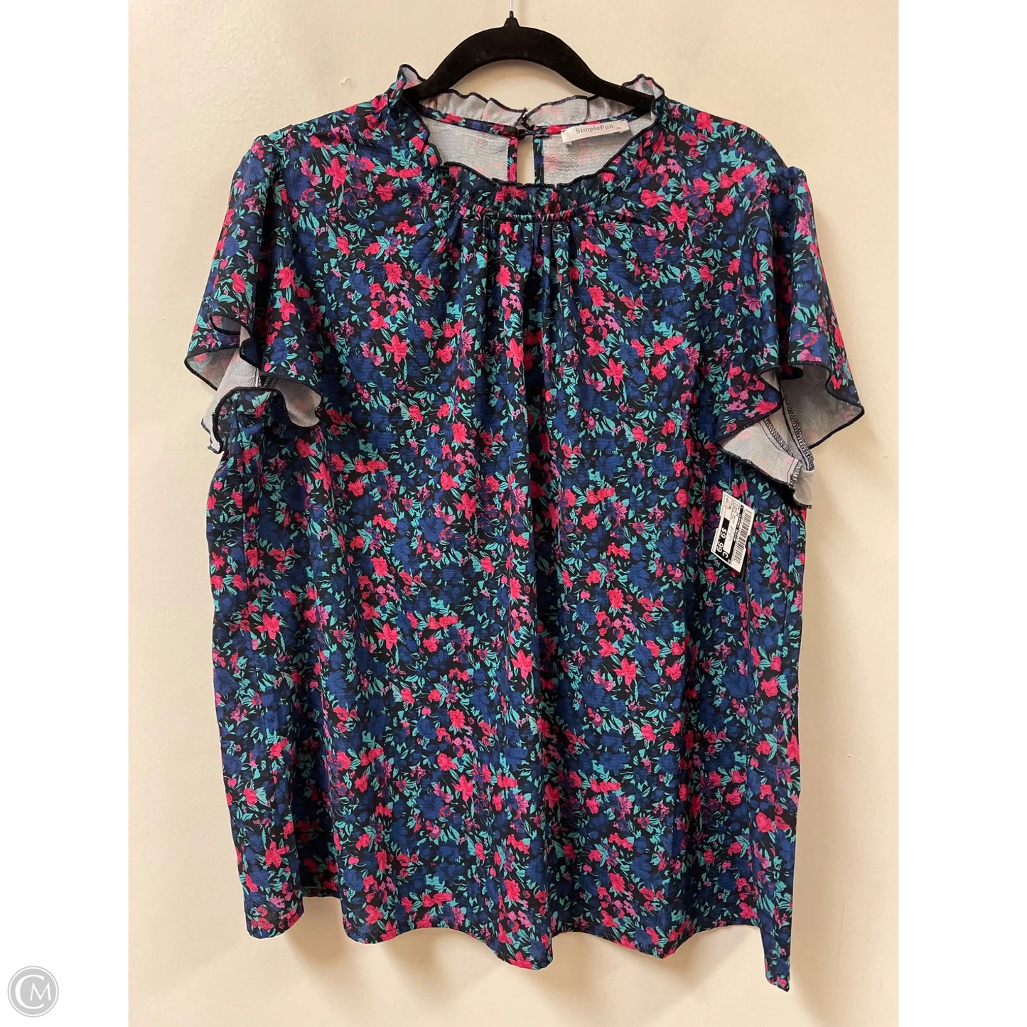 Top Short Sleeve By Clothes Mentor In Floral Print, Size: Xl