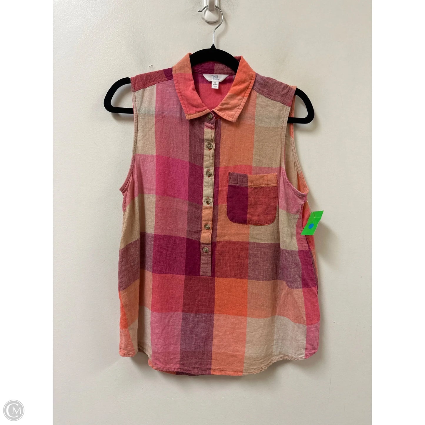 Top Sleeveless By Time And Tru In Orange & Pink, Size: M