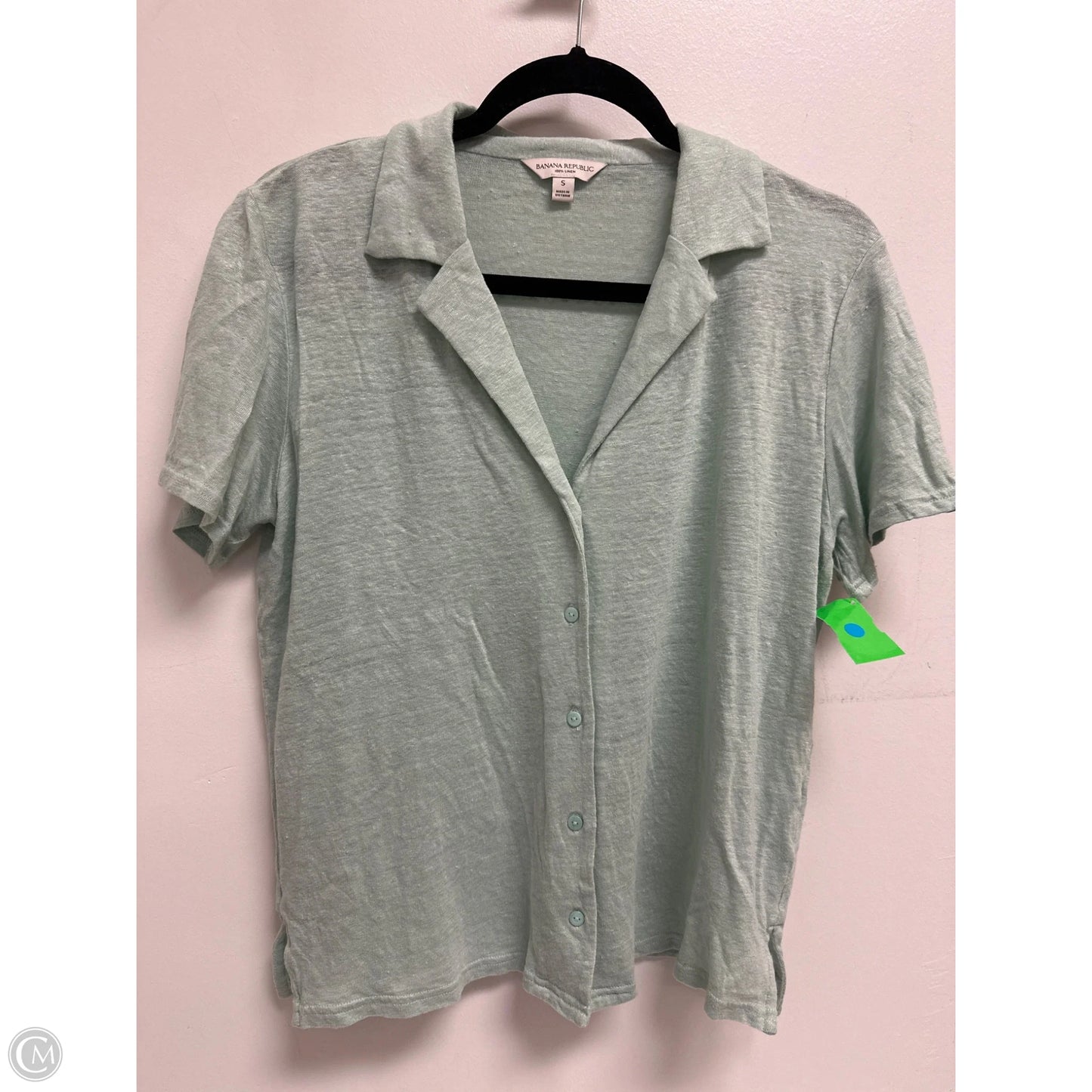 Blouse Short Sleeve By Banana Republic In Green, Size: S
