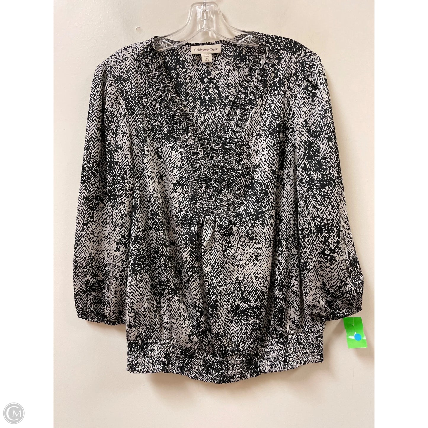 Top Long Sleeve By Coldwater Creek In Black & White, Size: M