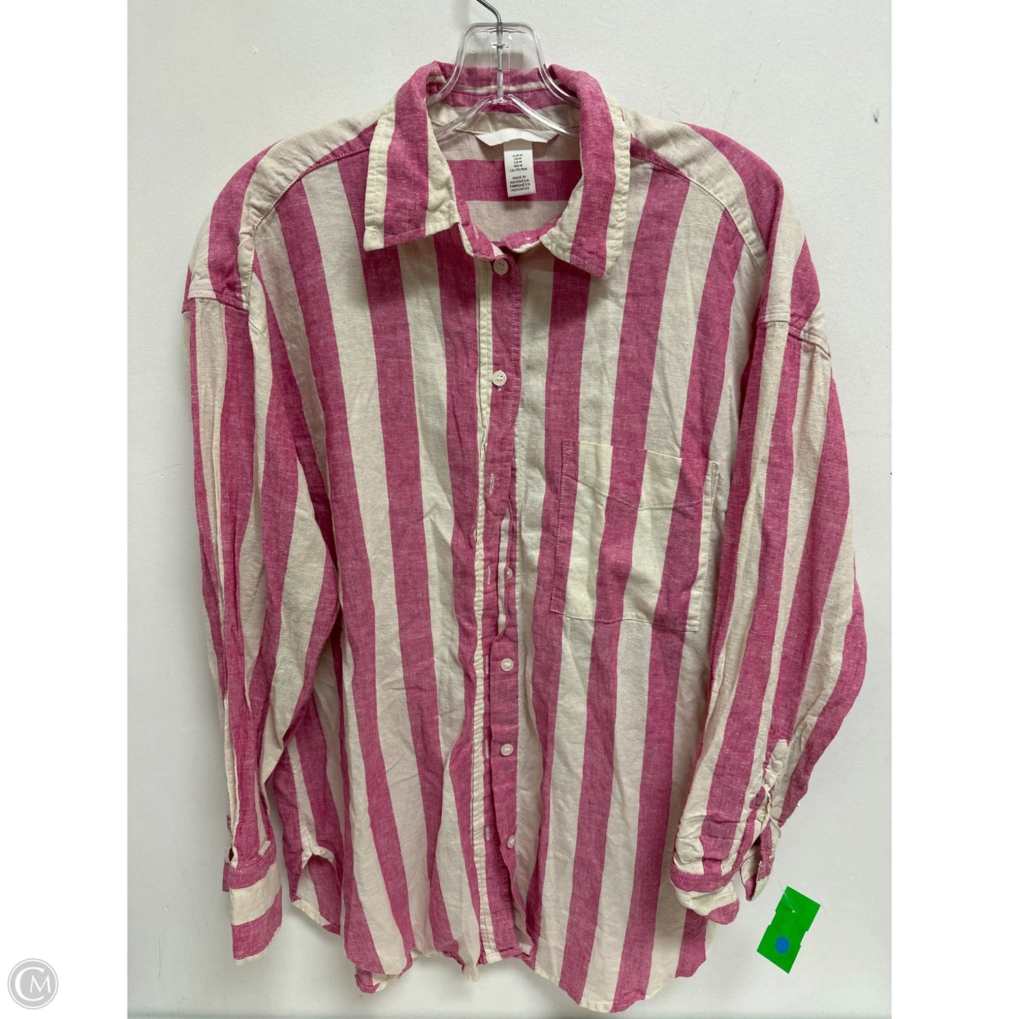 Blouse Long Sleeve By H&m In Pink, Size: M
