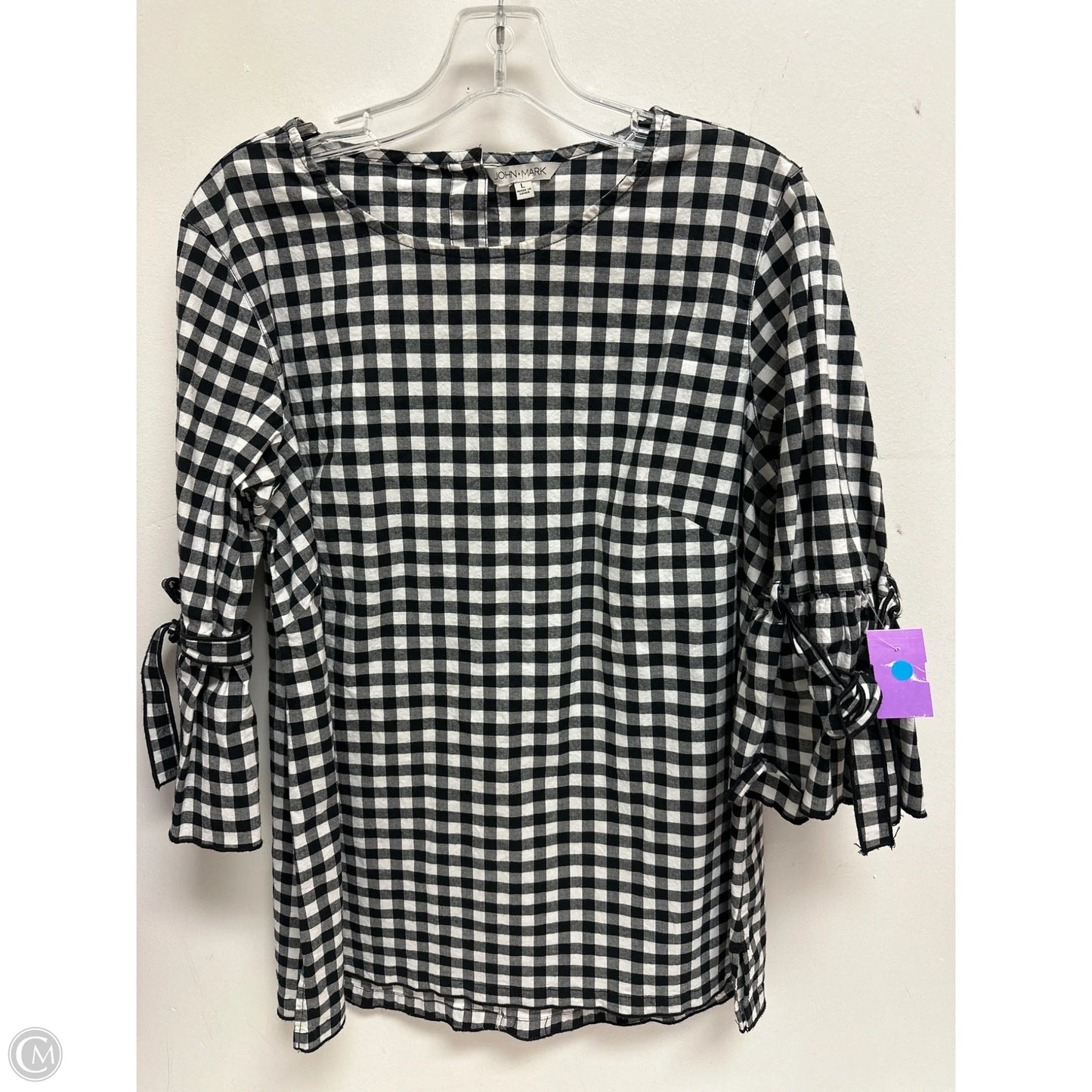Tunic Long Sleeve By John Mark In Checkered Pattern, Size: L