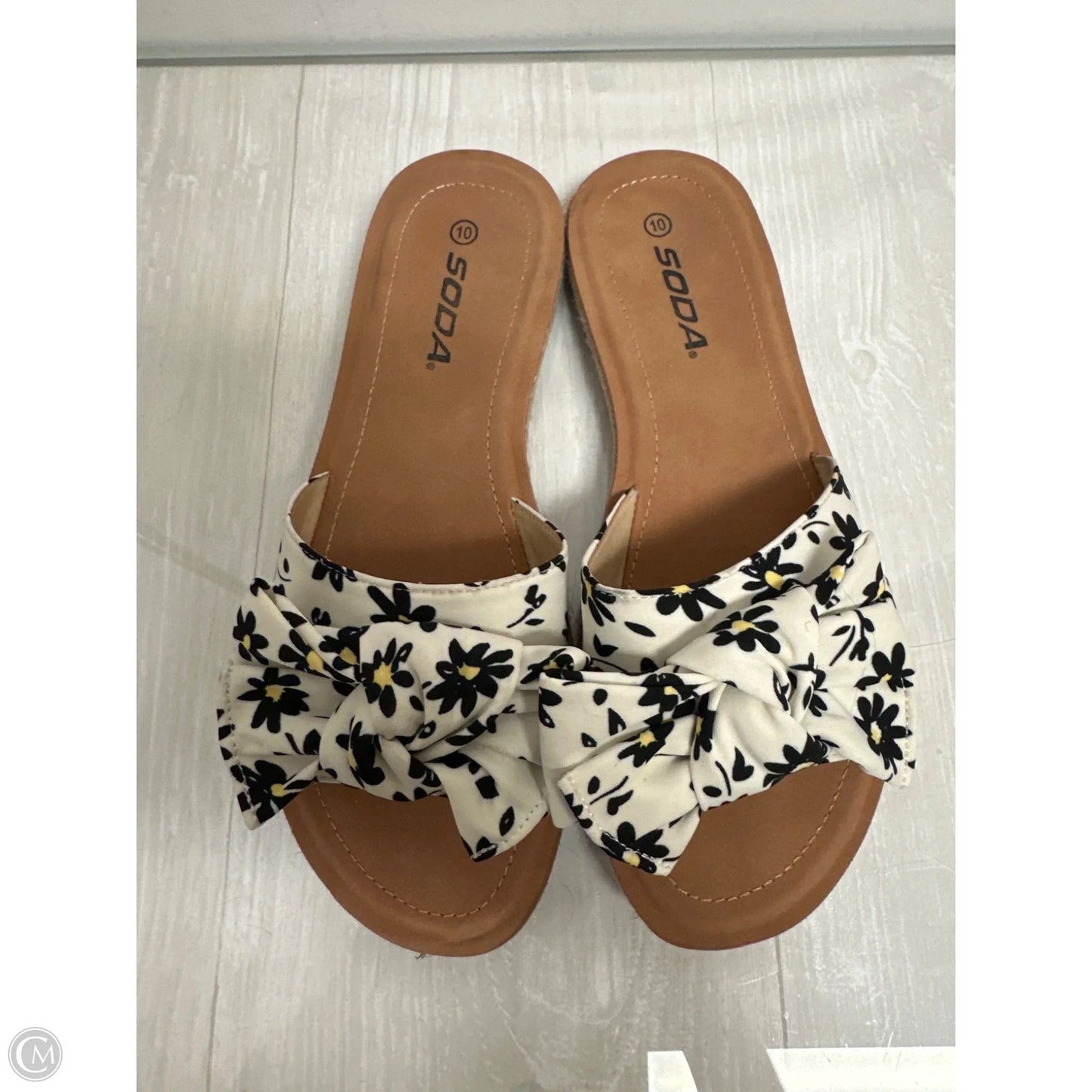 Sandals Flats By Soda In Floral Print, Size: 10