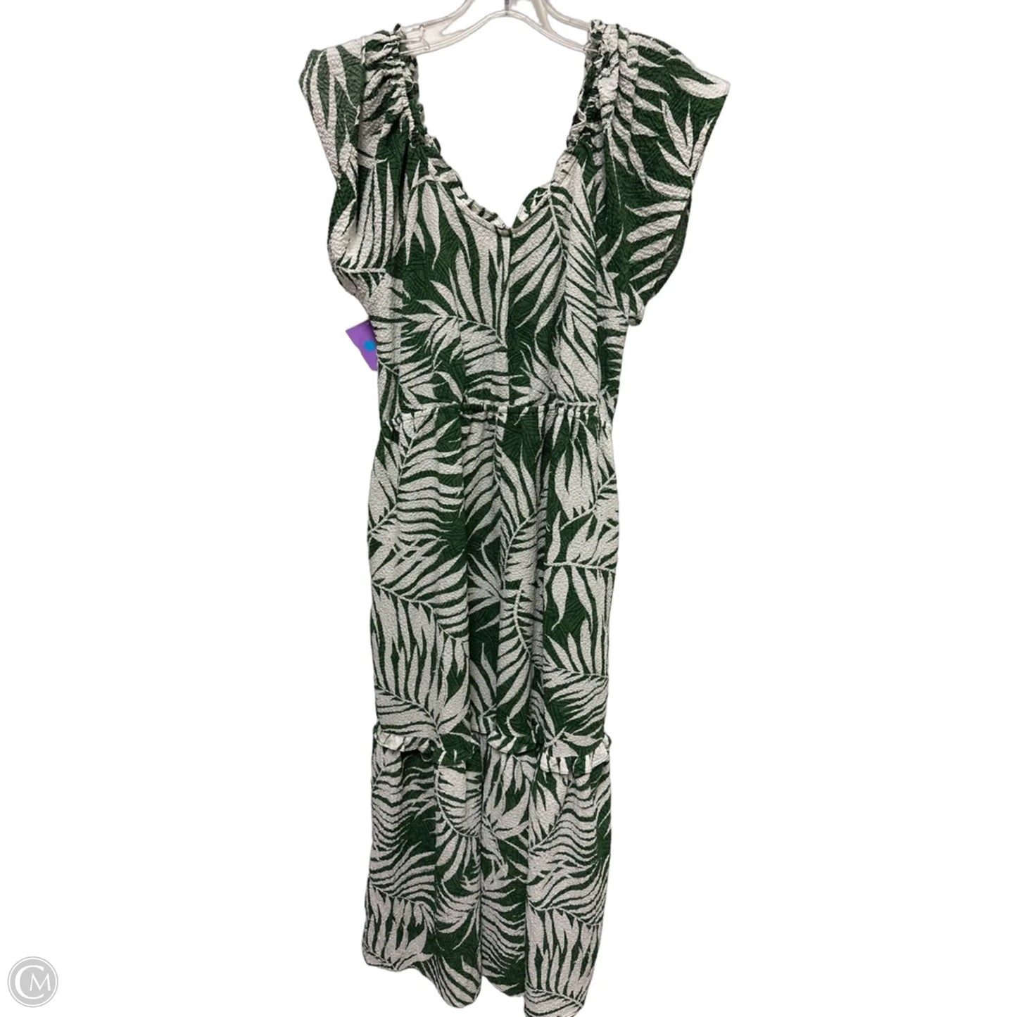 Dress Casual Midi By Sofia By Sofia Vergara In Green & White, Size: L