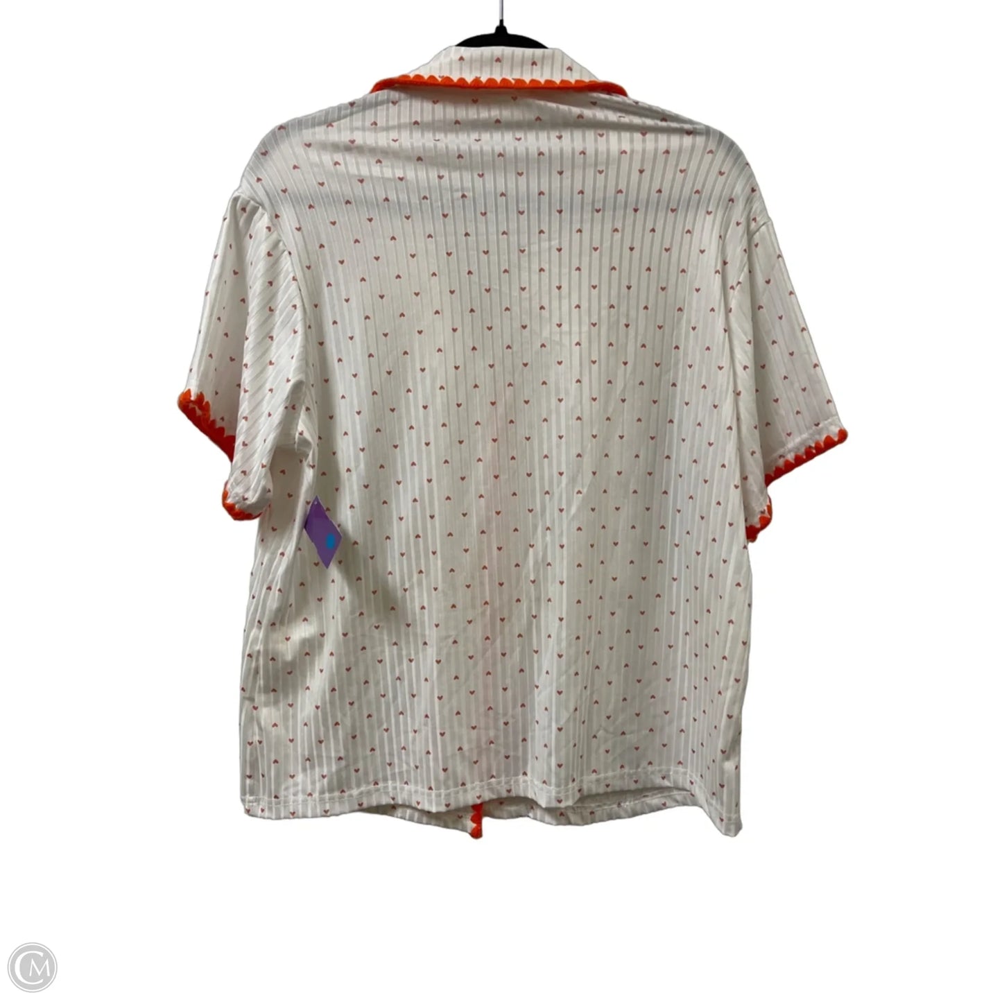 Blouse Short Sleeve By Clothes Mentor In Orange & White, Size: Xl