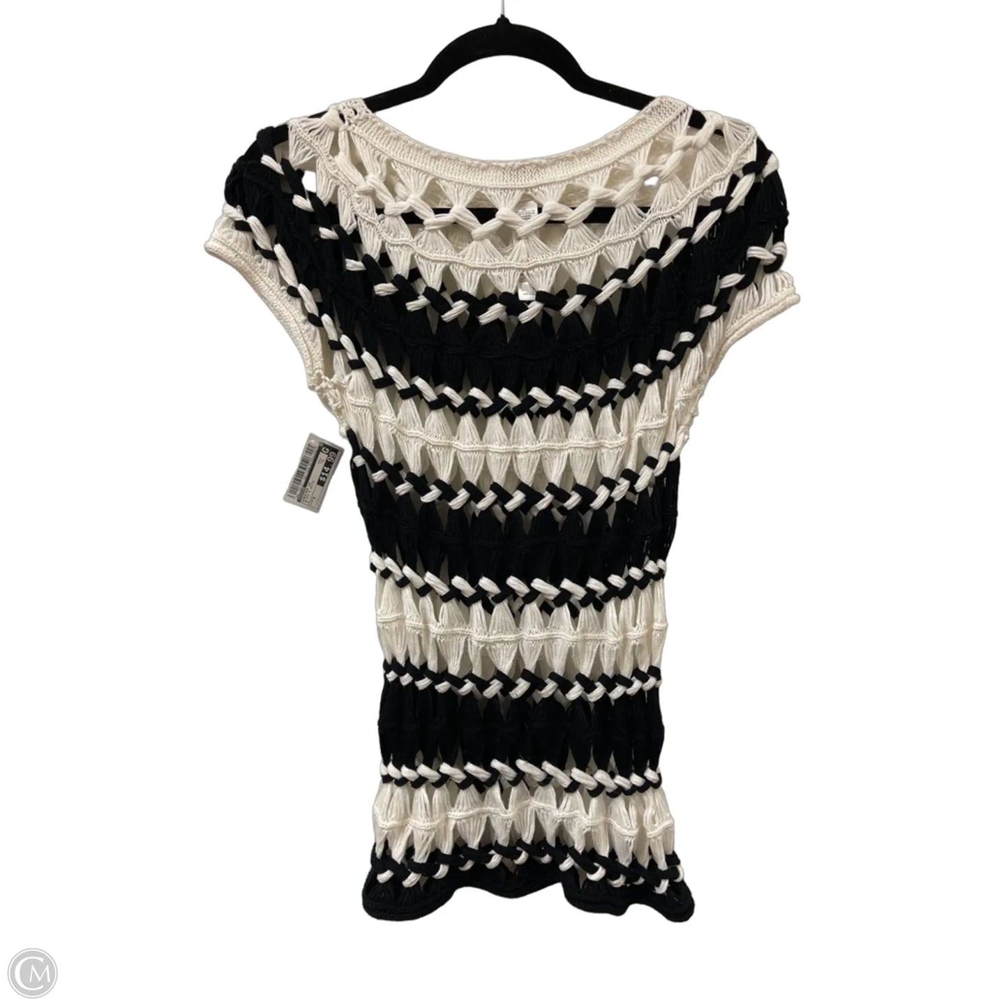 Sweater Short Sleeve By Chicos In Black & White, Size: S
