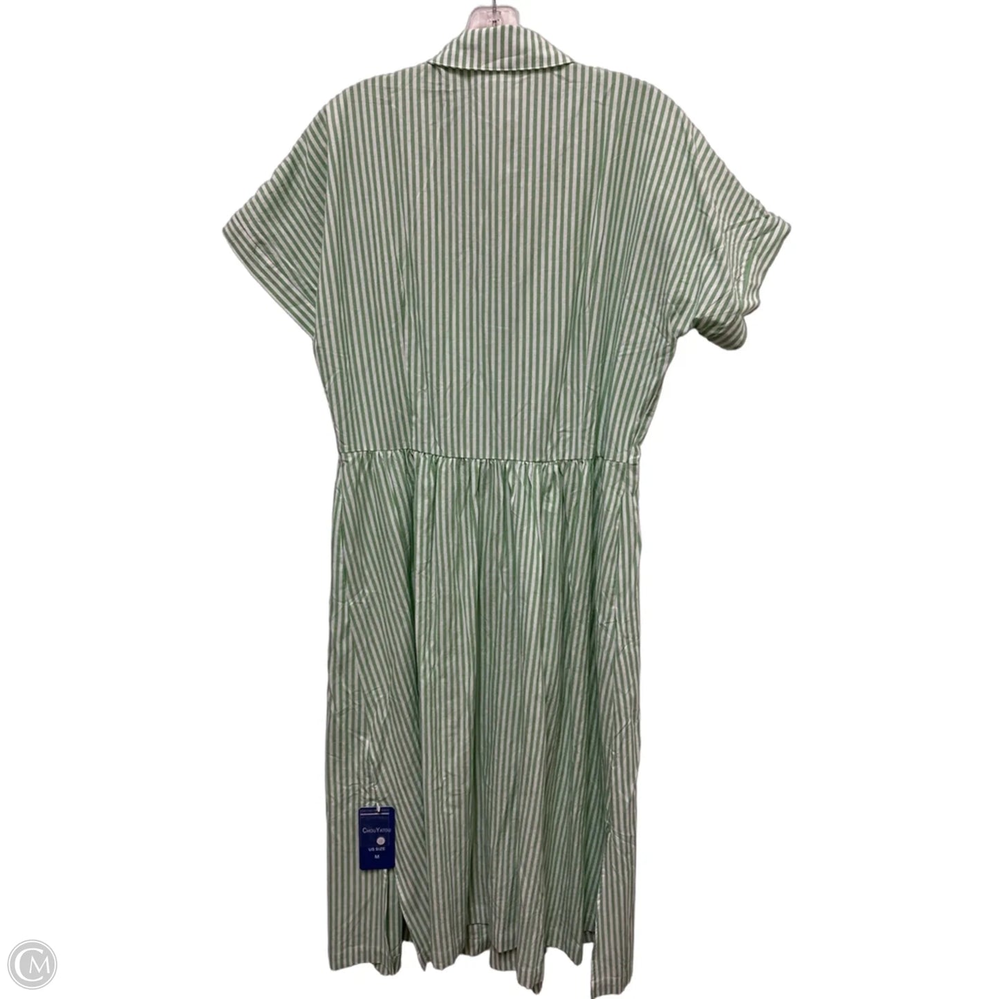 Dress Casual Midi By Clothes Mentor In Green & White, Size: M
