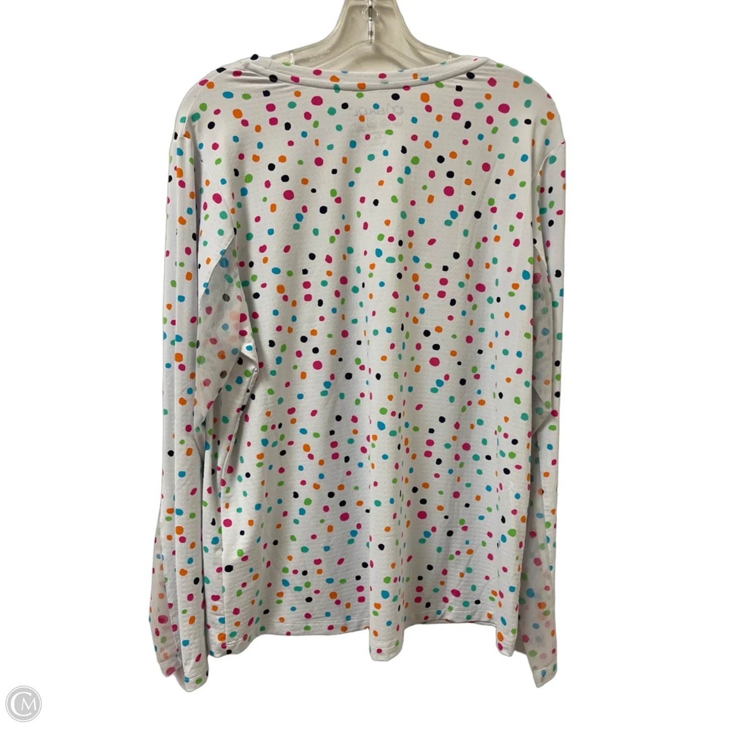 Athletic Top Long Sleeve Crewneck By Ibkul In Polkadot Pattern, Size: 1x