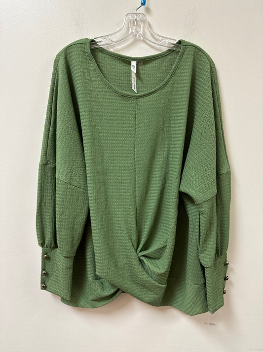 Top Long Sleeve By Ny Collection In Green, Size: 3x