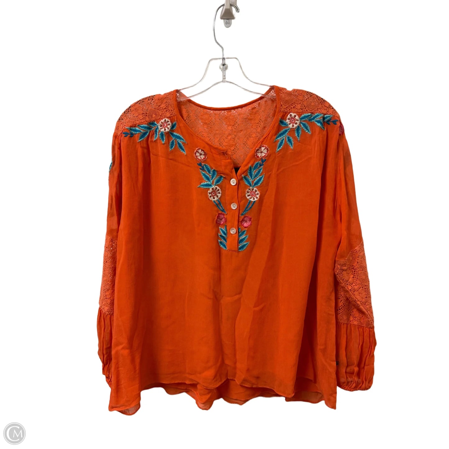 Top Long Sleeve By Clothes Mentor In Orange, Size: L