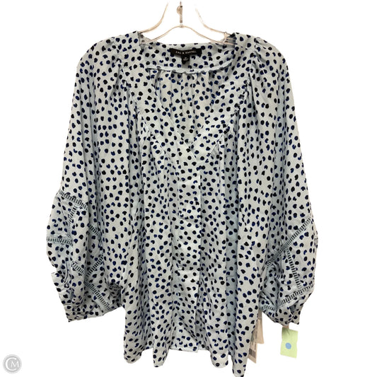 Blouse Long Sleeve By Zac And Rachel In Blue, Size: Xl