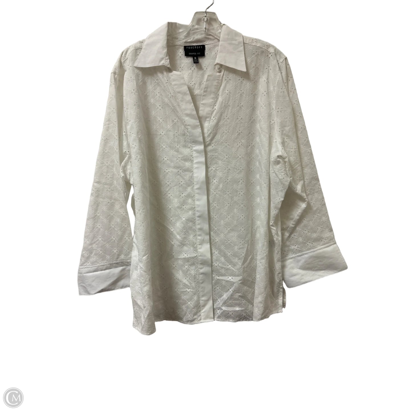 Blouse Long Sleeve By Foxcroft In White, Size: 3x
