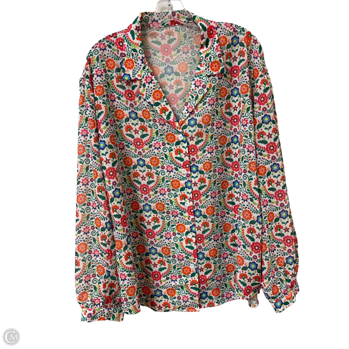 Blouse Long Sleeve By Clothes Mentor In Multi-colored, Size: L