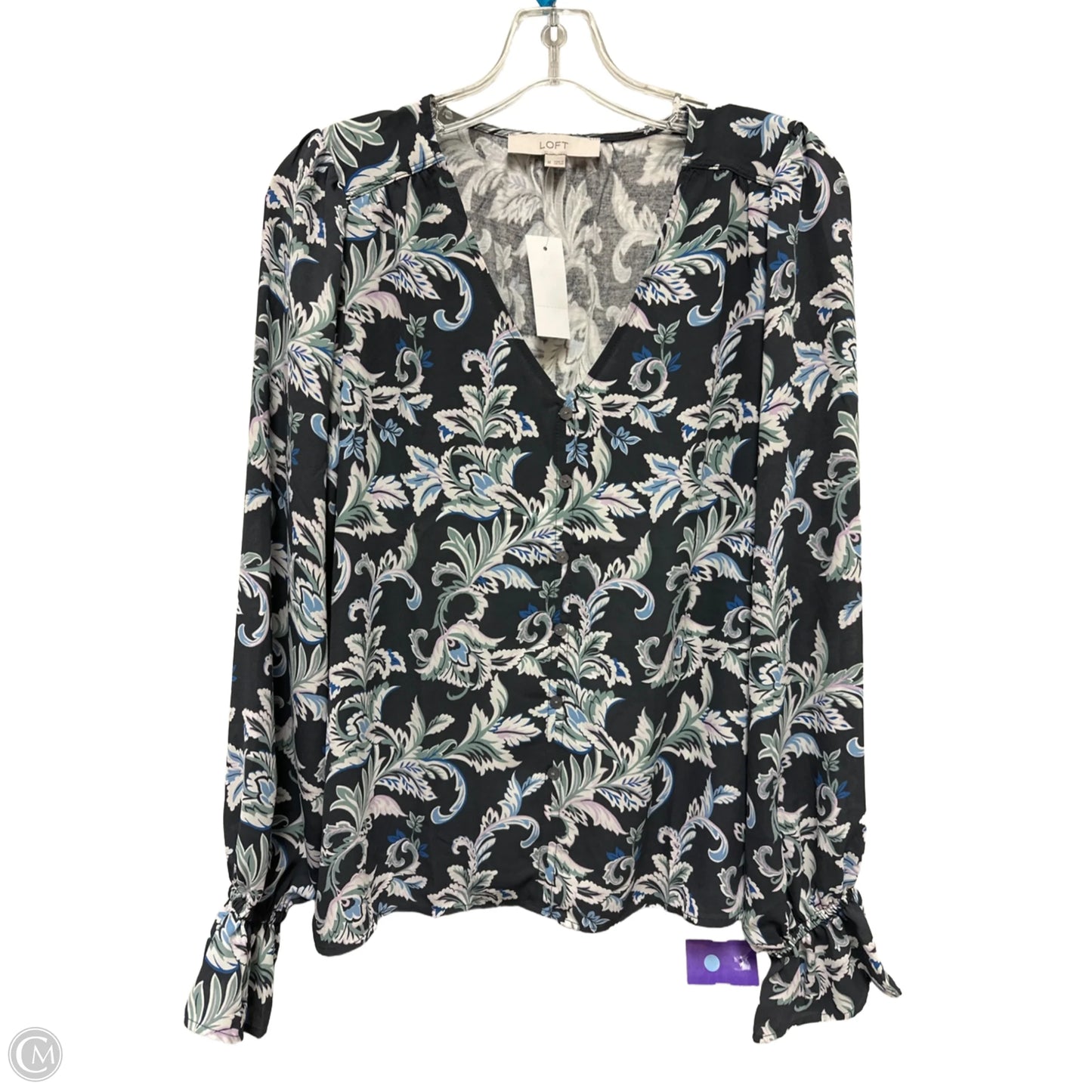 Blouse Long Sleeve By Loft In Grey, Size: M