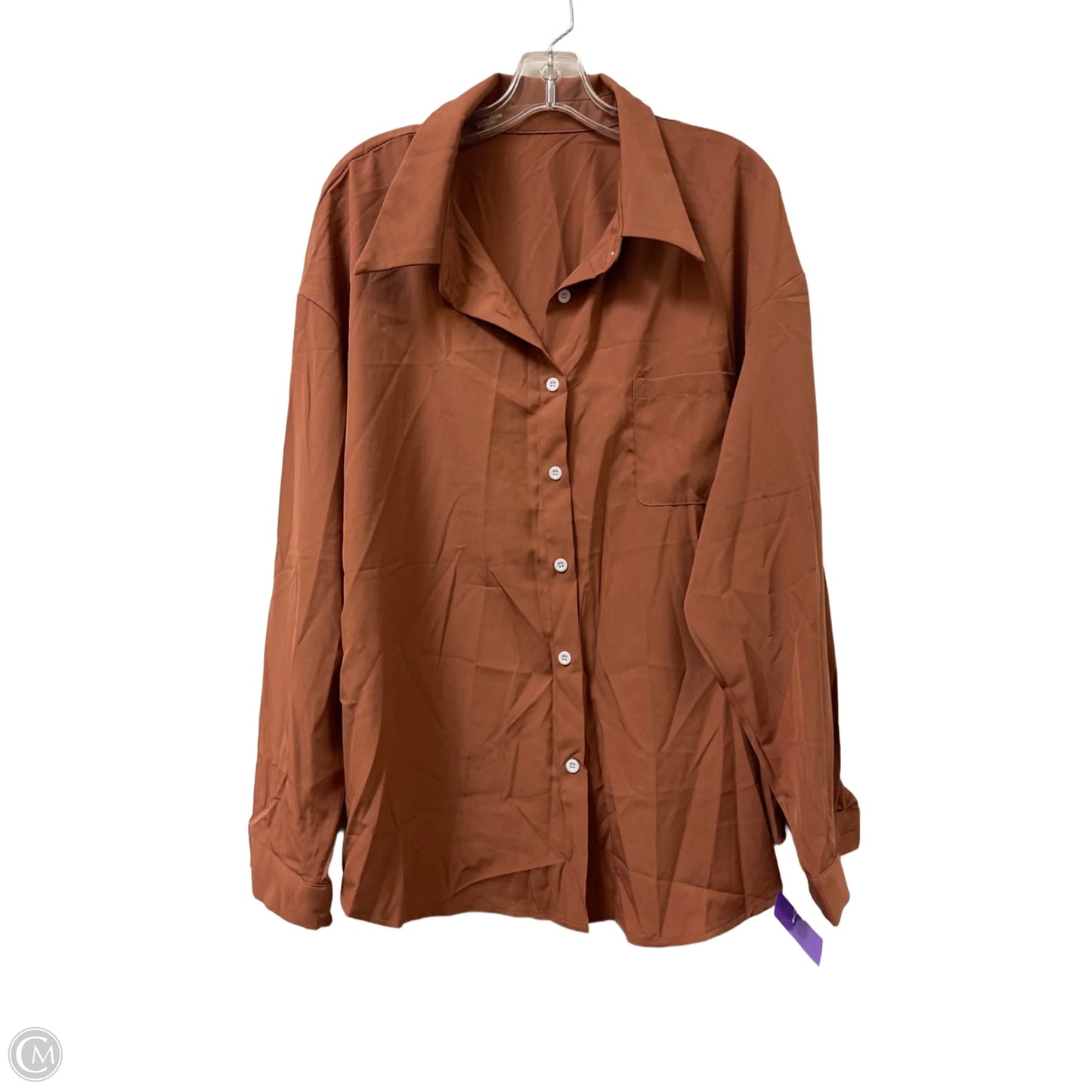 Blouse Long Sleeve By Shein In Brown, Size: 3x