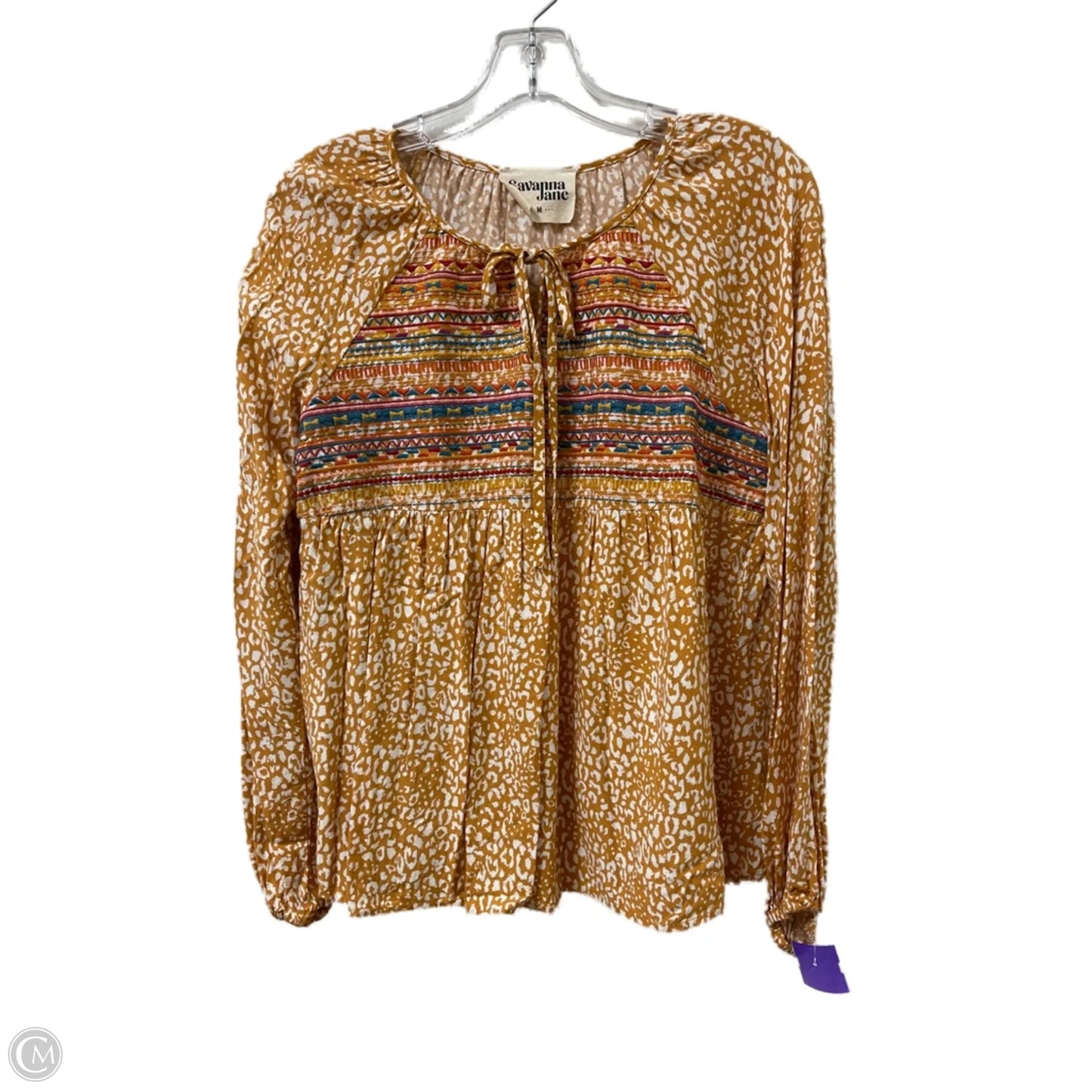 Top Long Sleeve By Savanna Jane In Yellow, Size: M