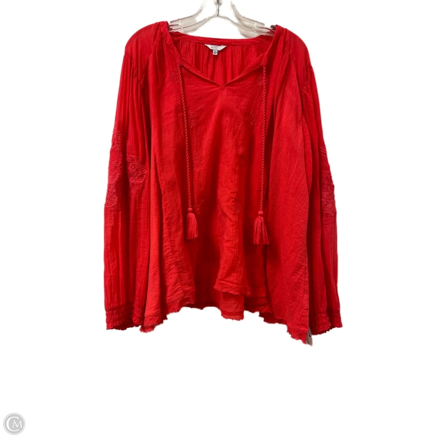 Top Long Sleeve By Crown And Ivy In Red, Size: Xl