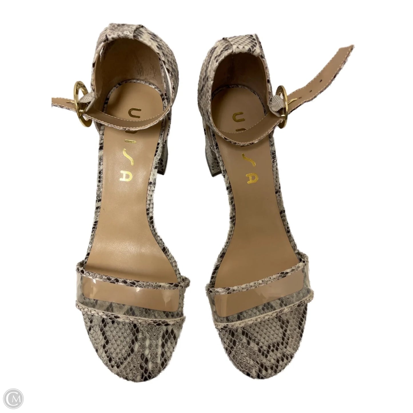 Sandals Heels Block By Unisa In Snakeskin Print, Size: 10