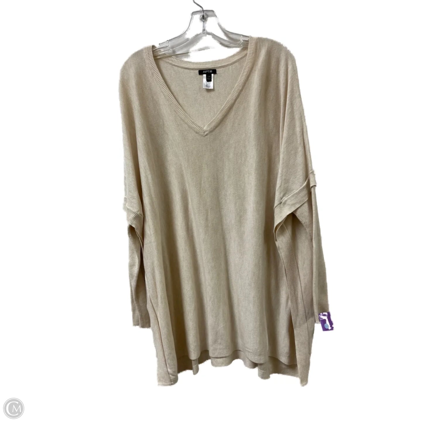 Tunic Long Sleeve By Apt 9 In Cream, Size: M